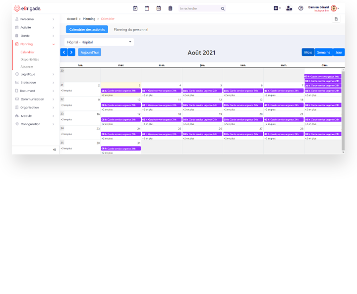 eBrigade optimise et gère votre planning