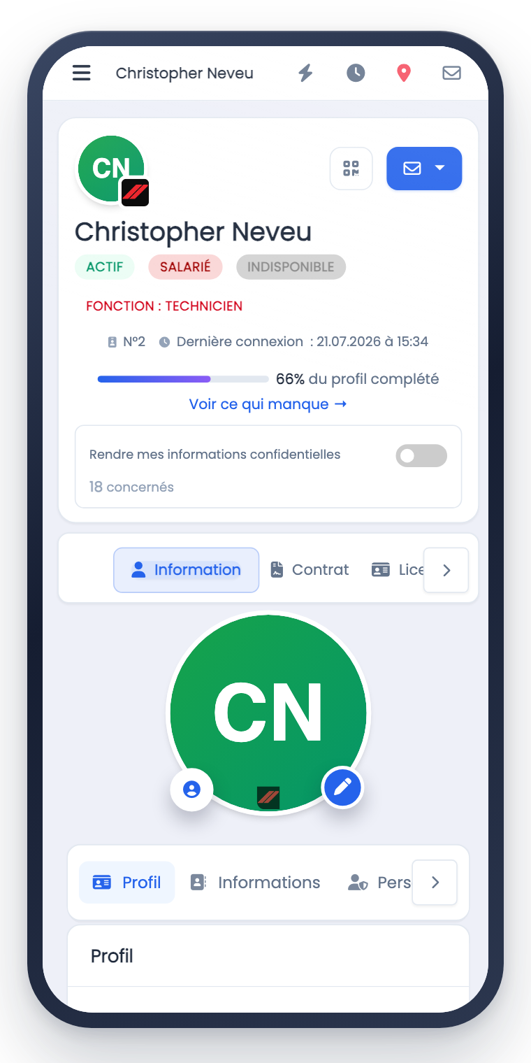 Application mobile eBrigade — fiche individuelle