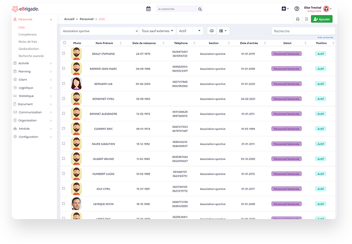 Le logiciel eBrigade possède un tableau de bord intuitive