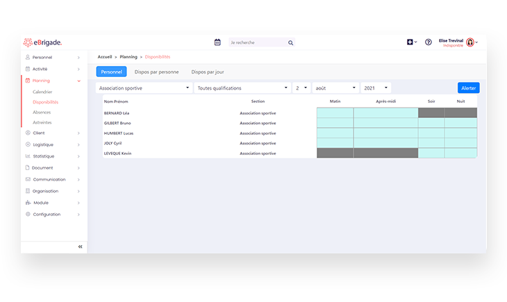 Le logiciel eBrigade permet de configurer chaque élément pour une gestion optimale de votre association culturelle