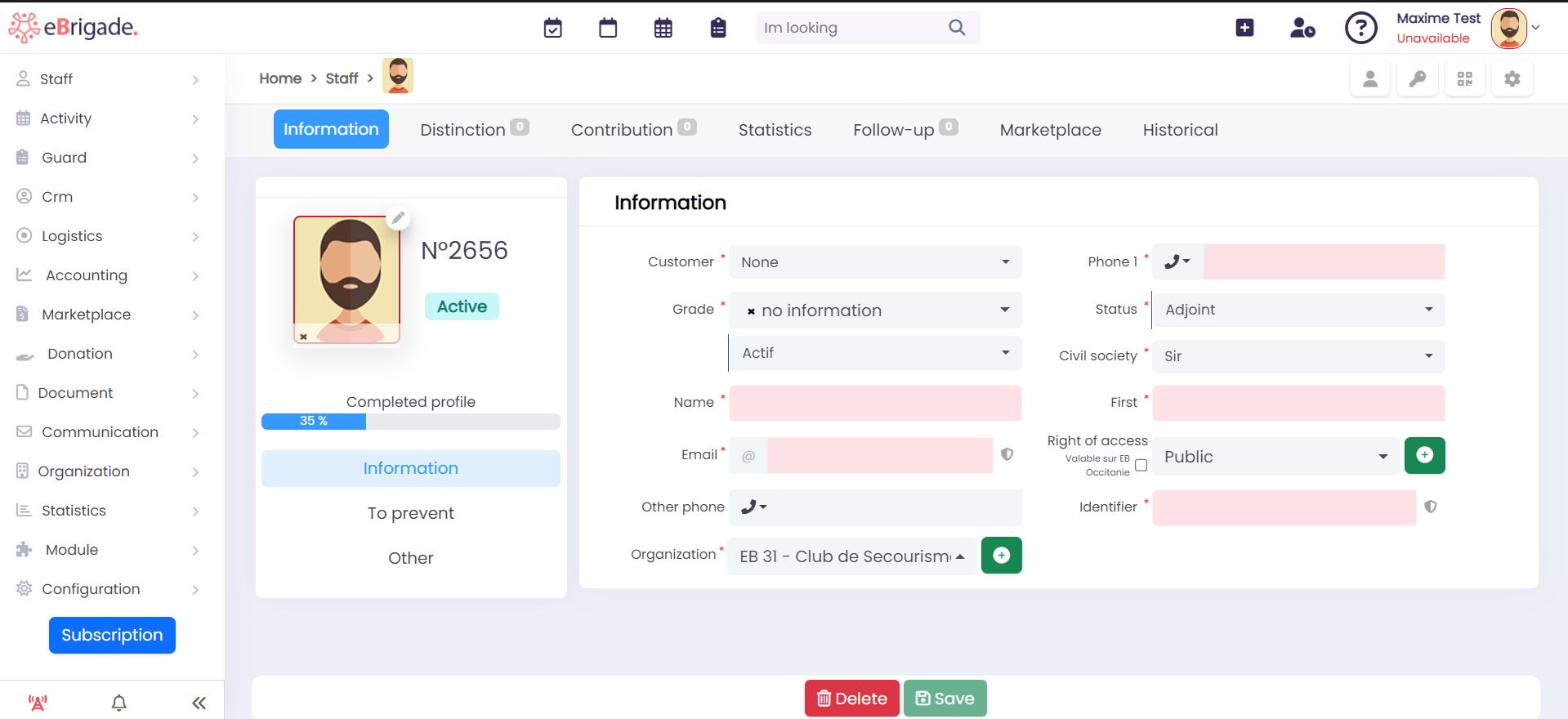 Le logiciel eBrigade possède un tableau de bord intuitive