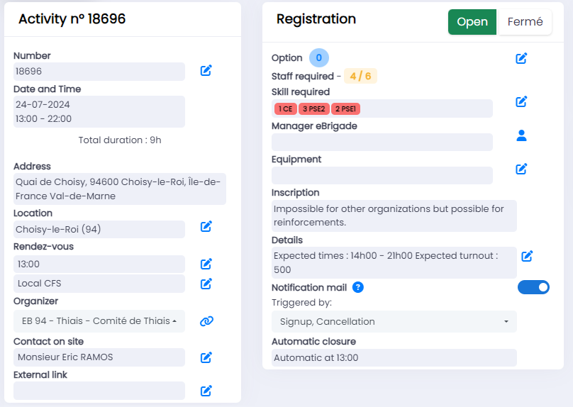 eBrigade optimise et gèrre votre planning