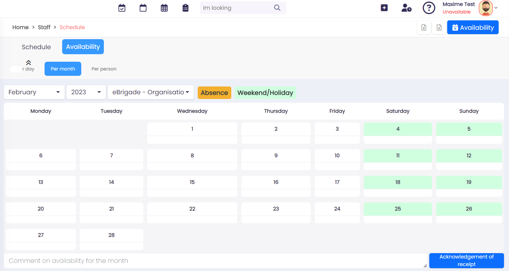 Calendrier et planning en ligne par eBrigade