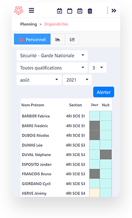 eBrigade permet de gérer les présences et absences des effectifs